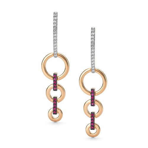 Серьги с рубинами и бриллиантами из золота 585 пробы