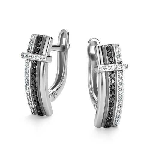 Серьги с бриллиантами из белого золота 585 пробы