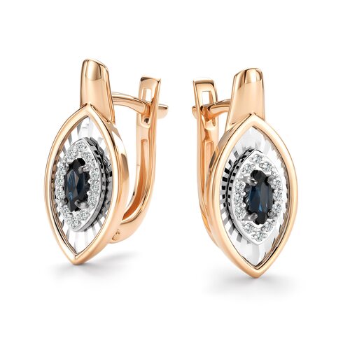 Серьги с сапфирами и бриллиантами из золота 585 пробы