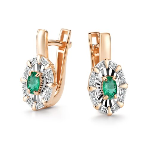 Серьги с изумрудами и бриллиантами из золота 585 пробы