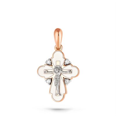 Крест с бриллиантами из золота 585 пробы