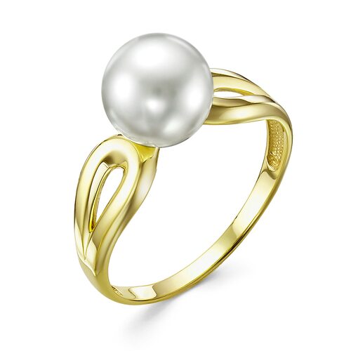 Кольцо с жемчугом из желтого золота 585 пробы