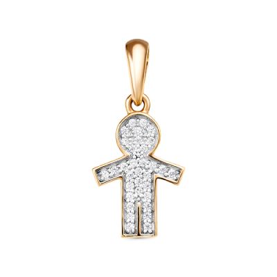 Подвеска "Мальчик" с бриллиантами из золота 585 пробы