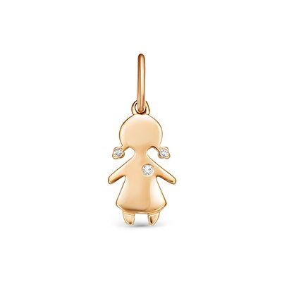 Подвеска "Девочка" с бриллиантом из золота 585 пробы