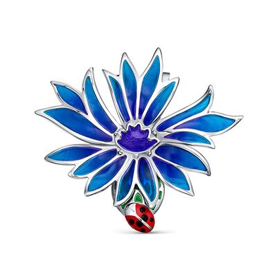 Подвеска-талисман "Васiлёк" с холодной эмалью из серебра 925 пробы