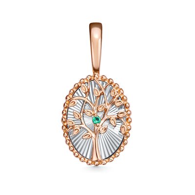 Подвеска-талисман "Семья" с изумрудом из золота 585 пробы