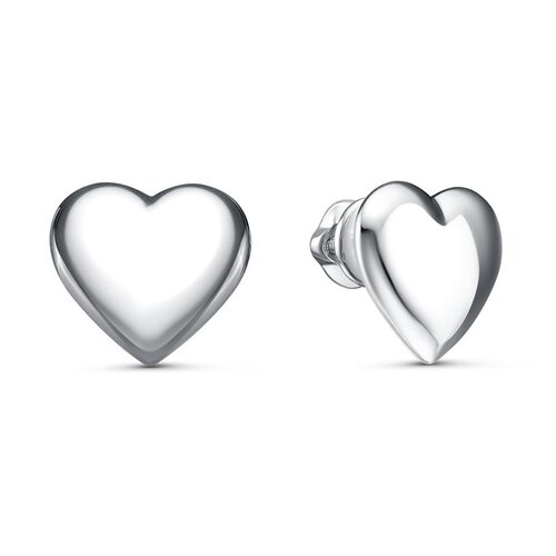 Пуссеты "Сердца" из серебра 925 пробы