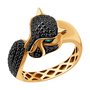 Кольцо "Пантера" с черными бриллиантами и изумрудами из золота 585 пробы