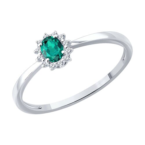 Кольцо с изумрудом и бриллиантами из золота 585 пробы