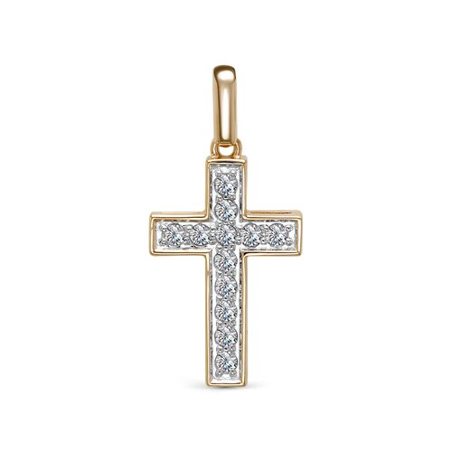 Крест декоративный с бриллиантами из золота 585 пробы