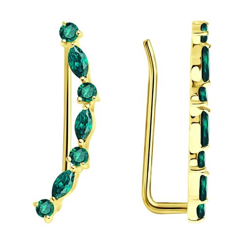 Серьги с изумрудами из желтого золота 585 пробы