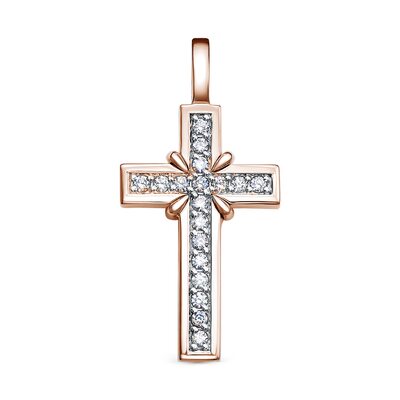 Декоративный крест с бриллиантами из белого золота 585 пробы