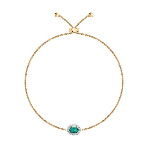 Браслет с изумрудом и бриллиантами из золота 585 пробы