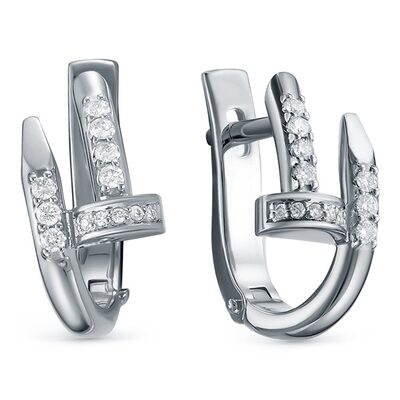 Серьги "Гвоздь" с бриллиантами из белого золота 585 пробы