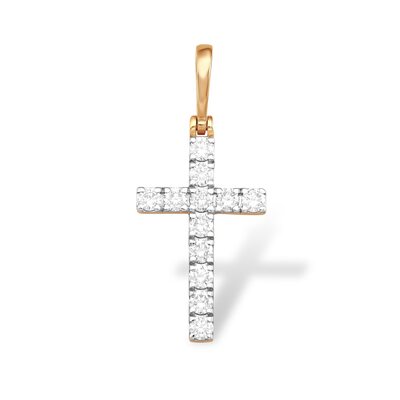 Декоративный крест с бриллиантами из золота 585 пробы