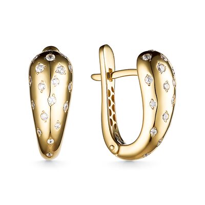 Серьги с фианитами из желтого золота 585 пробы