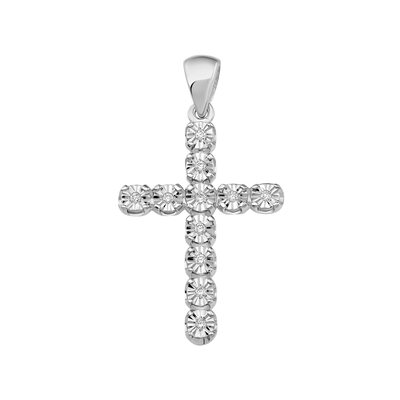 Декоративный крест с бриллиантами из белого золота 585 пробы