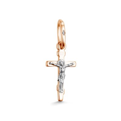 Крест православный с бриллиантом из золота 585 пробы