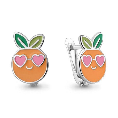 Серьги "Апельсины" с эмалью из серебра 925 пробы