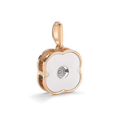 Подвеска "Клевер" с танцующим бриллиантом из золота 585 пробы