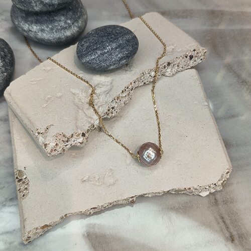 Колье с жемчугом из желтого золота 585 пробы 