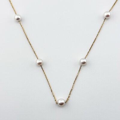 Колье с жемчугом из золота 585 пробы