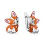 Серьги "Корги" с эмалью из серебра 925 пробы