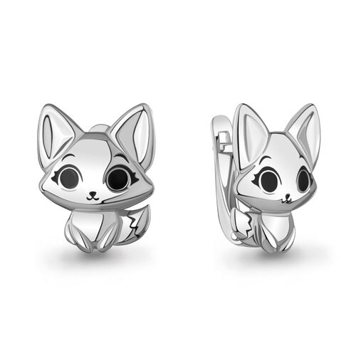 Серьги "Лисички" с эмалью из серебра 925 пробы