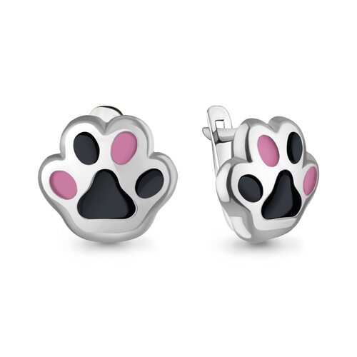 Серьги "Лапки" с эмалью из серебра 925 пробы