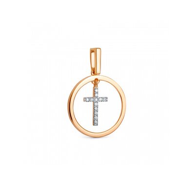 Декоративный крест с бриллиантами из золота 585 пробы