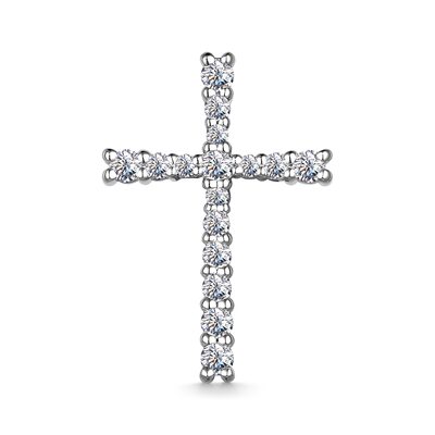 Декоративный крест с бриллиантами из белого золота 585 пробы