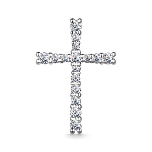 Декоративный крест с бриллиантами из белого золота 585 пробы