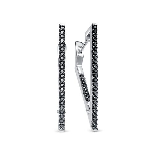 Серьги с черными бриллиантами из белого золота 585 пробы