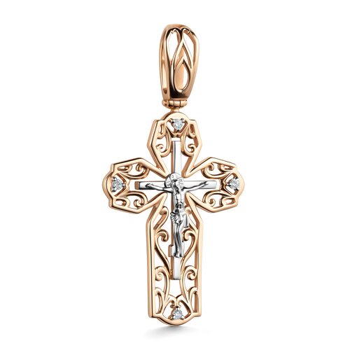 Крест православный с бриллиантами из золота 585 пробы