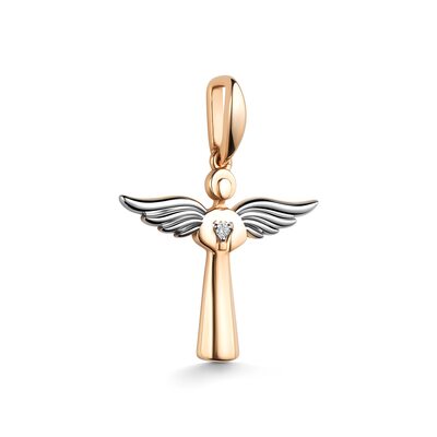 Подвеска "Ангел" с бриллиантом из золота 585 пробы