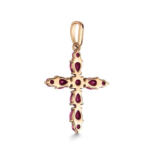 Декоративный крест с рубинами из золота 585 пробы