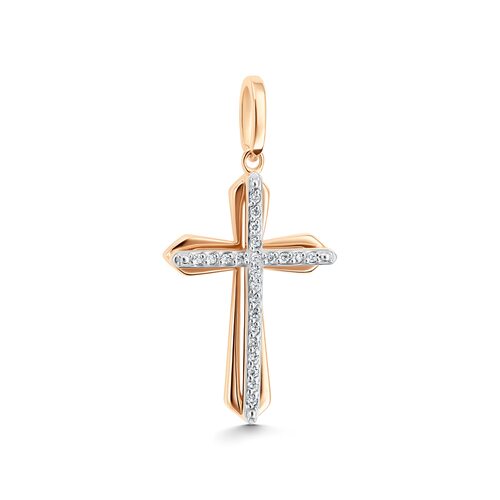 Декоративный крест с бриллиантами из золота 585 пробы