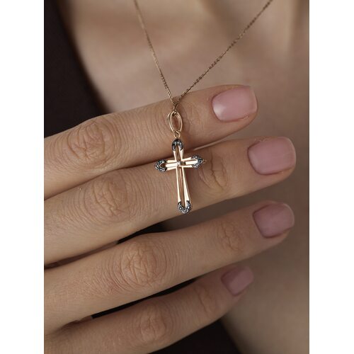 Декоративный крест с бриллиантами из золота 585 пробы