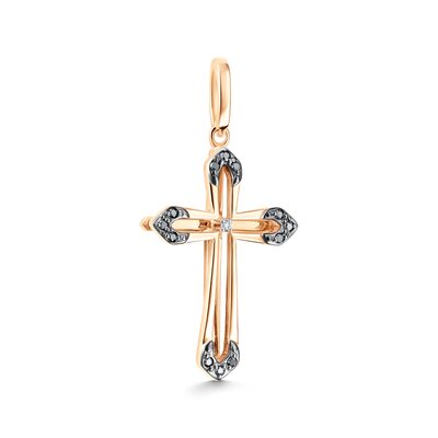 Декоративный крест с бриллиантами из золота 585 пробы