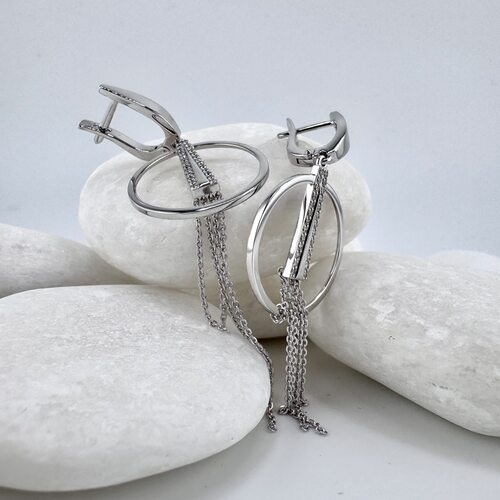 Серьги с бриллиантами из белого золота 585 пробы