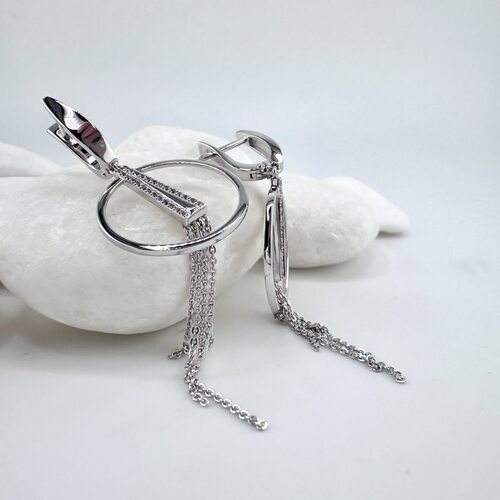 Серьги с бриллиантами из белого золота 585 пробы