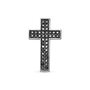 Декоративный крест с черными бриллиантами из белого золота 585 пробы