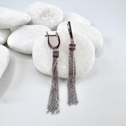 Серьги с бриллиантами из белого золота 585 пробы