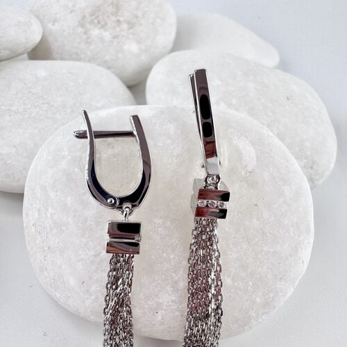 Серьги с бриллиантами из белого золота 585 пробы