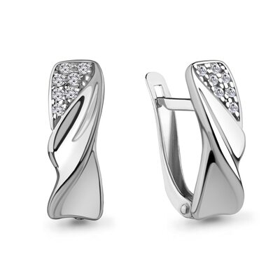 Серьги с фианитами из серебра 925 пробы