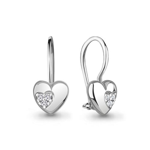 Серьги "Сердца" с фианитами из серебра 925 пробы
