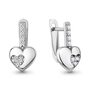Серьги "Сердца" с фианитами из серебра 925 пробы