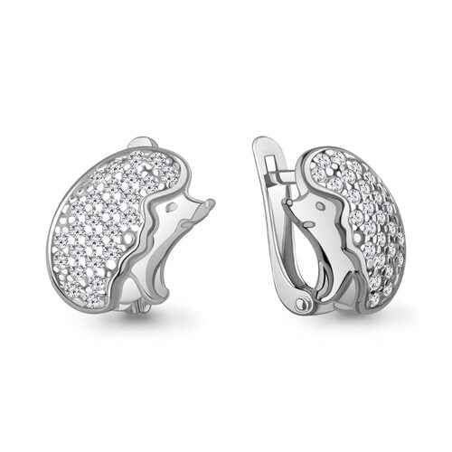 Серьги "Ежики" с фианитами из серебра 925 пробы