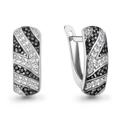 Серьги с фианитами и нанокристаллами из серебра 925 пробы