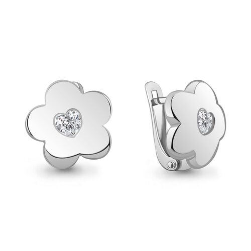 Серьги "Цветы" с фианитами из серебра 925 пробы